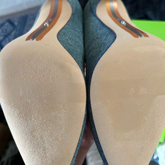 Sam Edelman Denim Pointed-Toe Beaded Stiletto Heels - Blue - Picture 6 of 7
